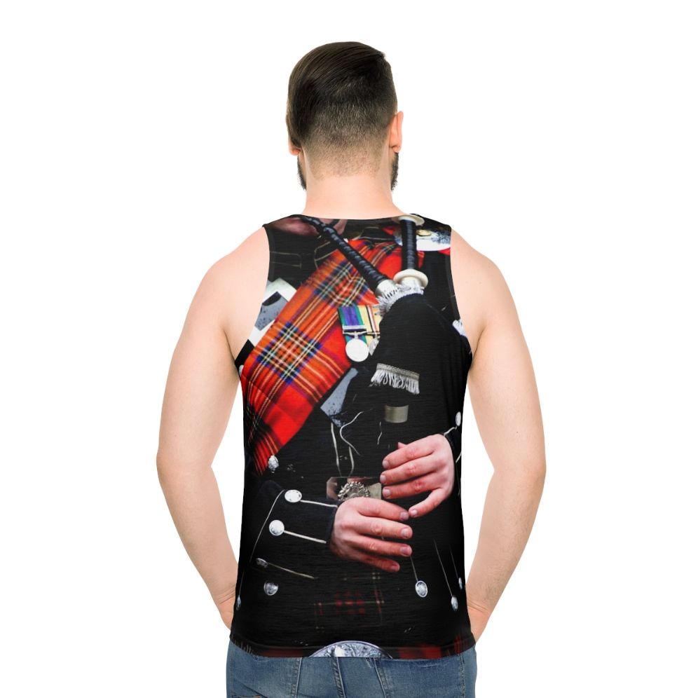 Unisex tank top with a bagpipe design - men back