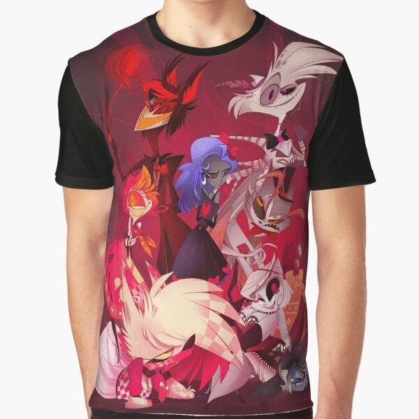 Hazbin Hotel cast members graphic printed on a t-shirt