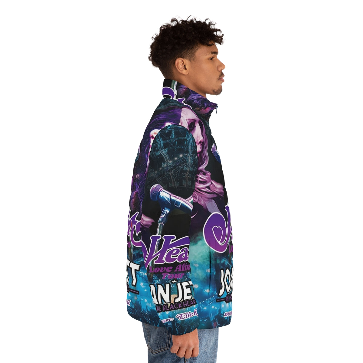 Love Heart Tour 2019 Puffer Jacket with Heart Music Album Cover Artwork - men side right