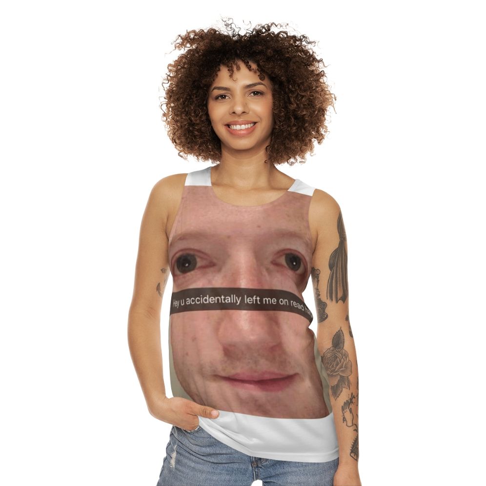 Mark Zuckerberg Snapchat Meme Unisex Tank Top - women