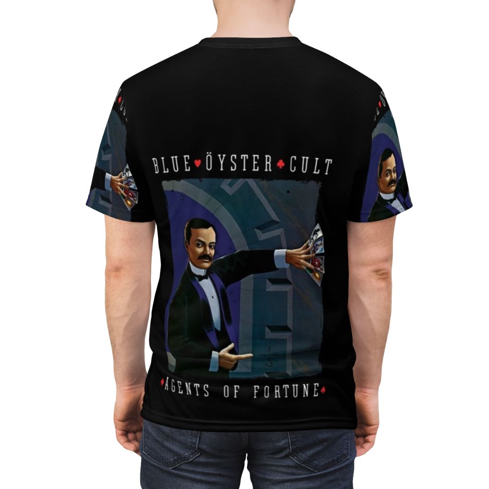 Blue Oyster Cult-inspired AOP t-shirt featuring the band's iconic logo and album art - men back