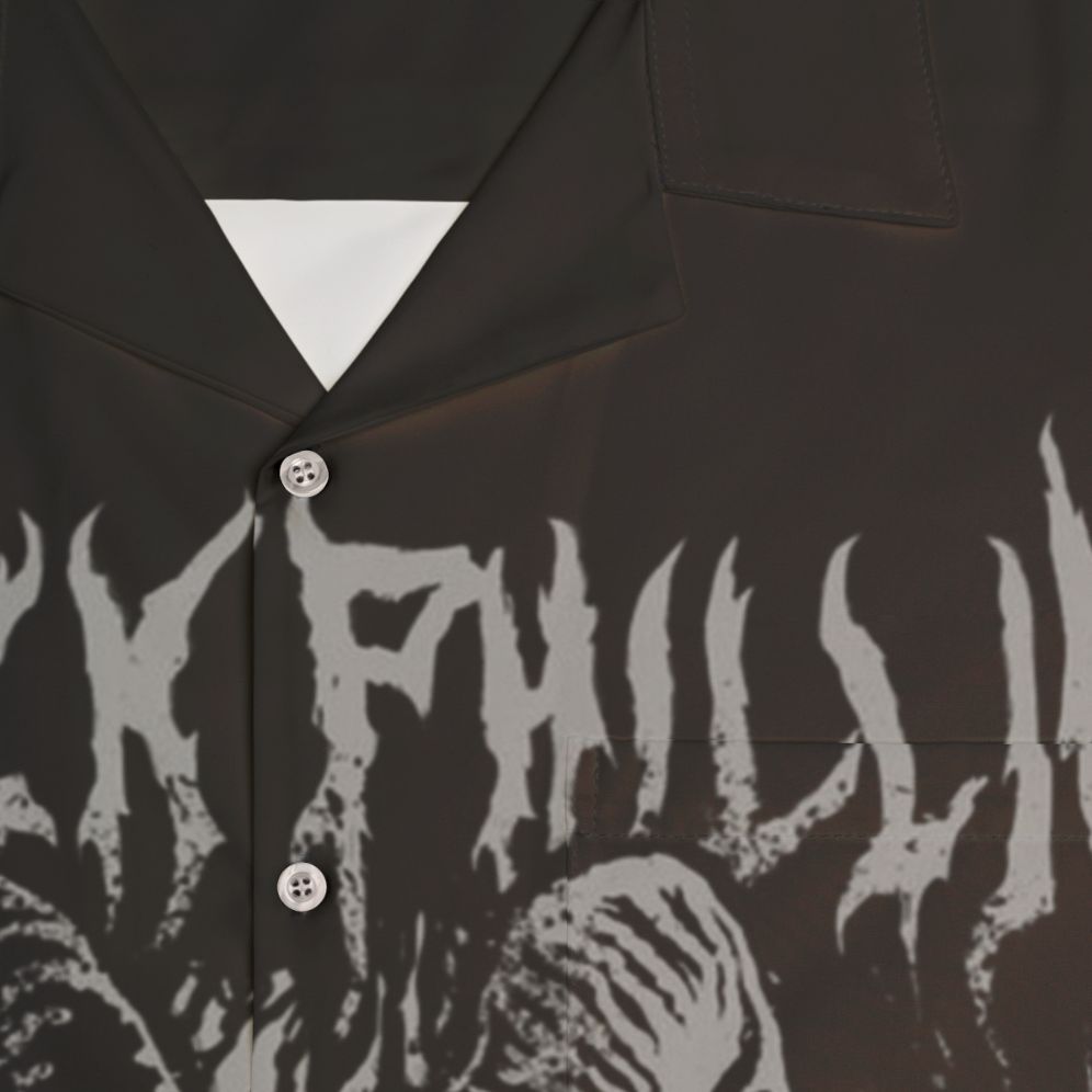 Black Metal Phillip Hawaiian Shirt with Satanic Imagery - Detail