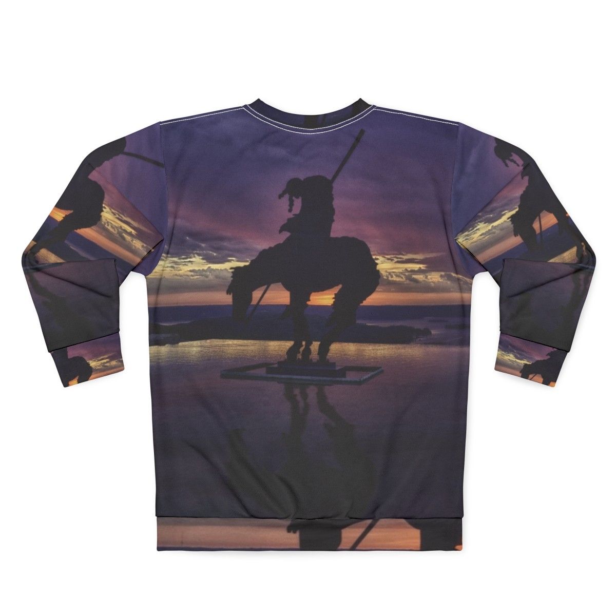 Sunset Sweatshirt Featuring Vibrant Native American-Inspired Artwork - Back