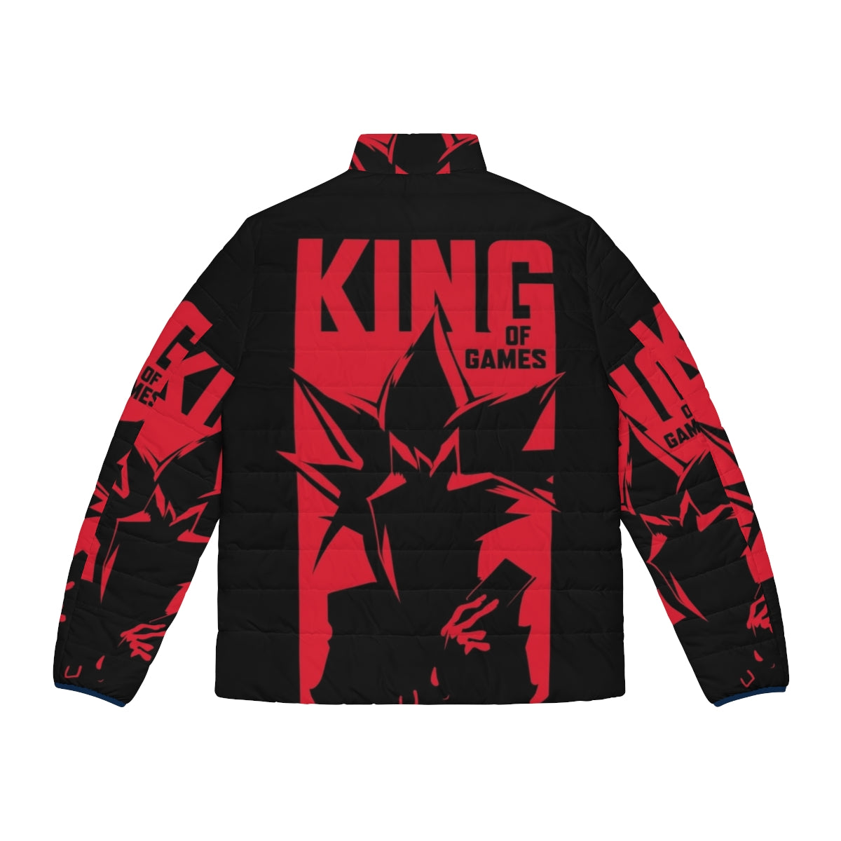 King of Games Puffer Jacket featuring Yu-Gi-Oh! characters and symbols - Back