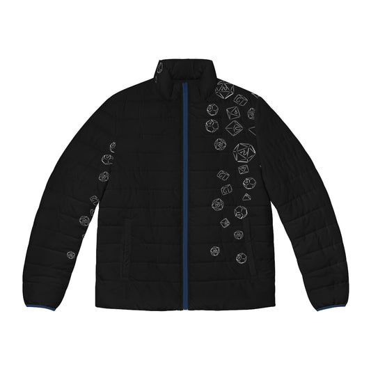 Cascading Dice Puffer Jacket with Gamer-Inspired Design