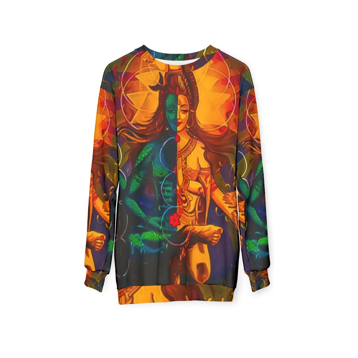 Hindu God Shiva and Goddess Parvati Spiritual Sweatshirt - hanging