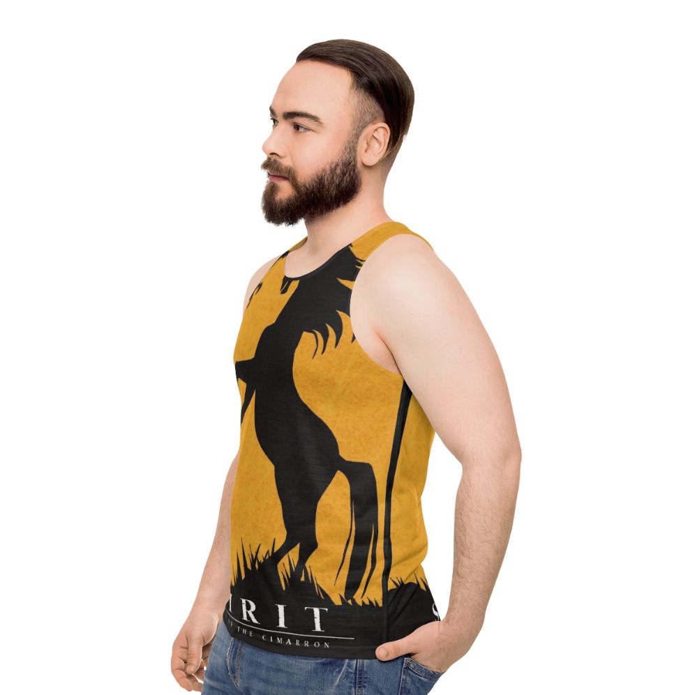 Minimalist Spirit Stallion of the Cimarron Unisex Tank Top - men side