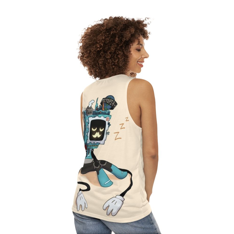 Hermitcraft Grumbot Sleepy Robot Unisex Tank Top - women back