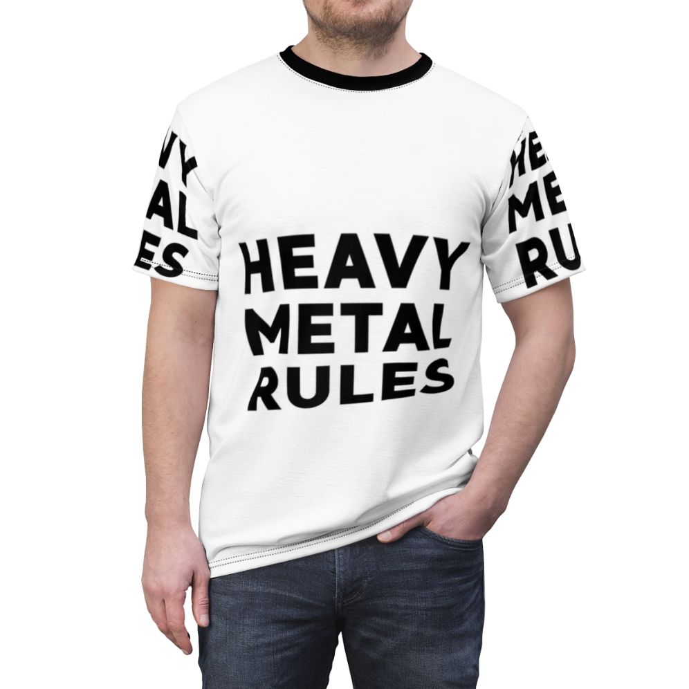 Heavy Metal Inspired Raglan Baseball T-shirt with Graphic Design - men front