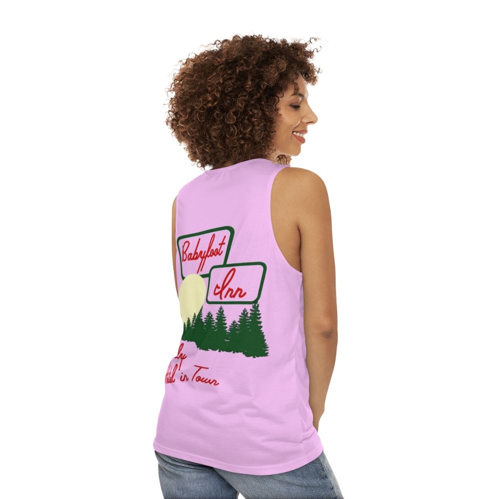 Vintage Unisex Babyfoot Inn Hotel Pink Tank Top - women back