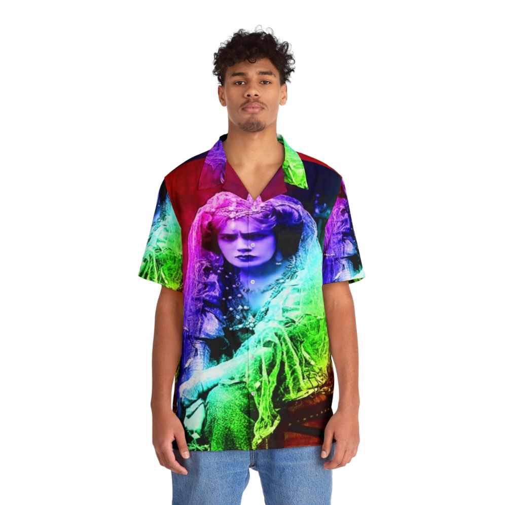 Haunting vampire-themed Hawaiian shirt with retro supernatural patterns - People Front