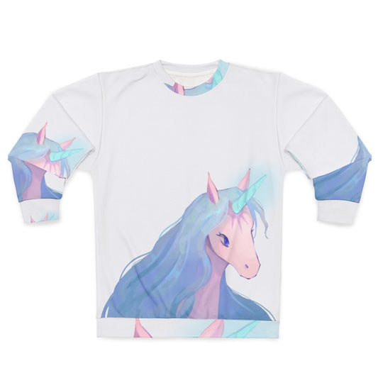 Illustration of The Last Unicorn on a sweatshirt