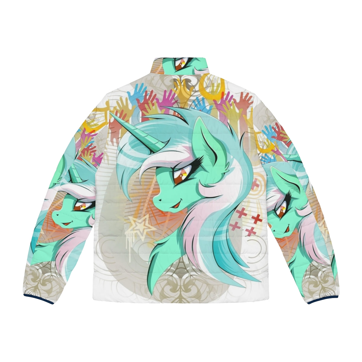 Lyra Heartstrings inspired puffer jacket with unicorn design - Back