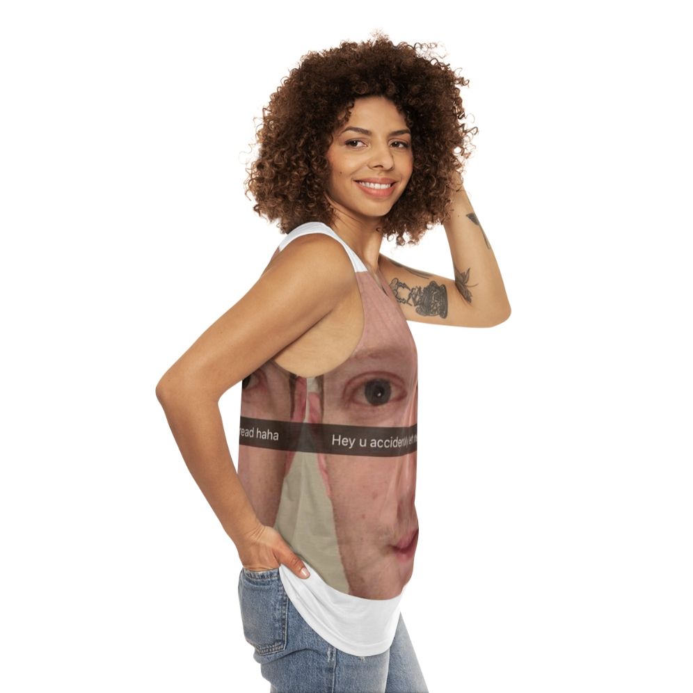 Mark Zuckerberg Snapchat Meme Unisex Tank Top - women side