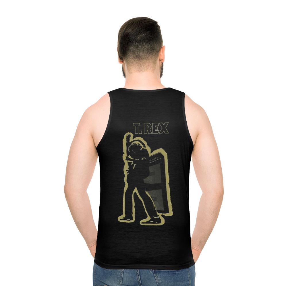 Mens Funny Electric Warrior Dinosaur Tank Top - men back