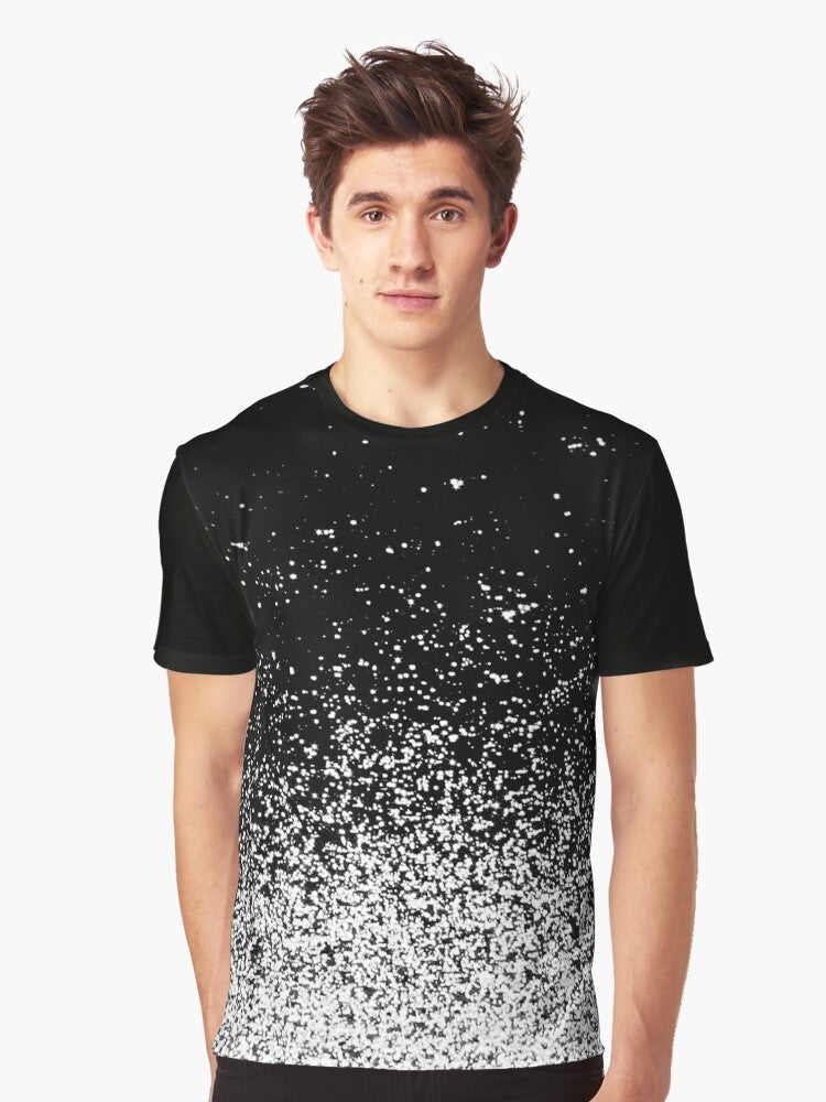 Infinity abstract t-shirt design featuring a starry night sky, sparks, and space elements - Men