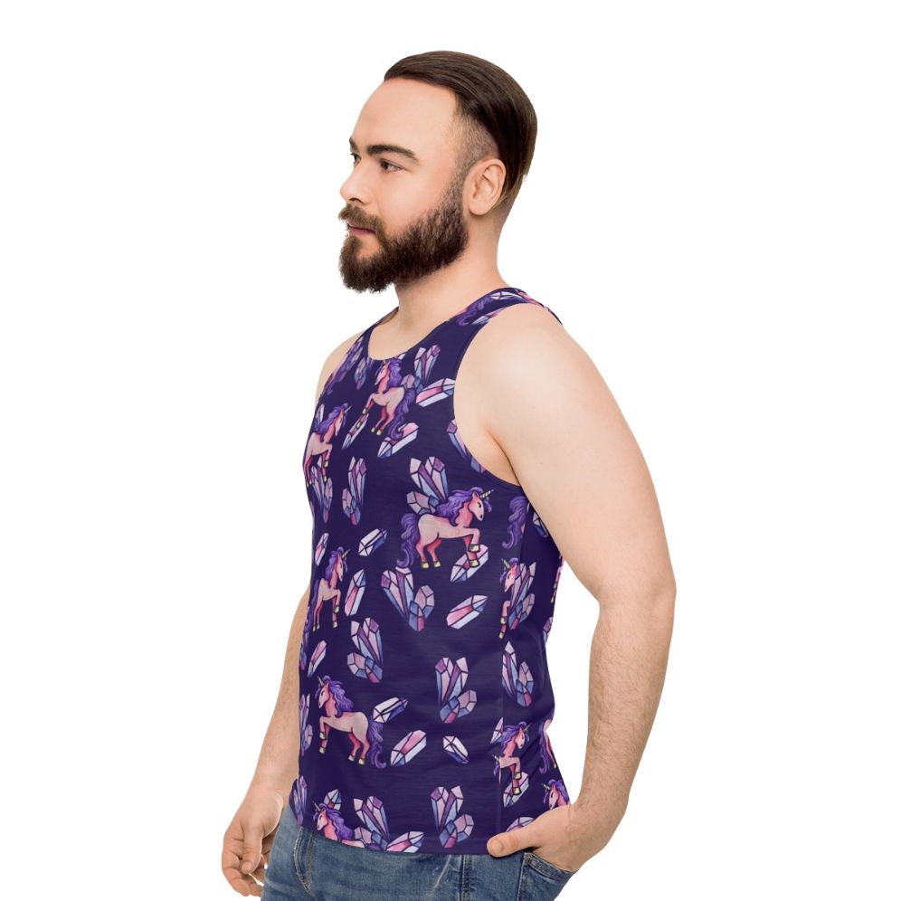 Magical unicorn crystal unisex tank top - men side