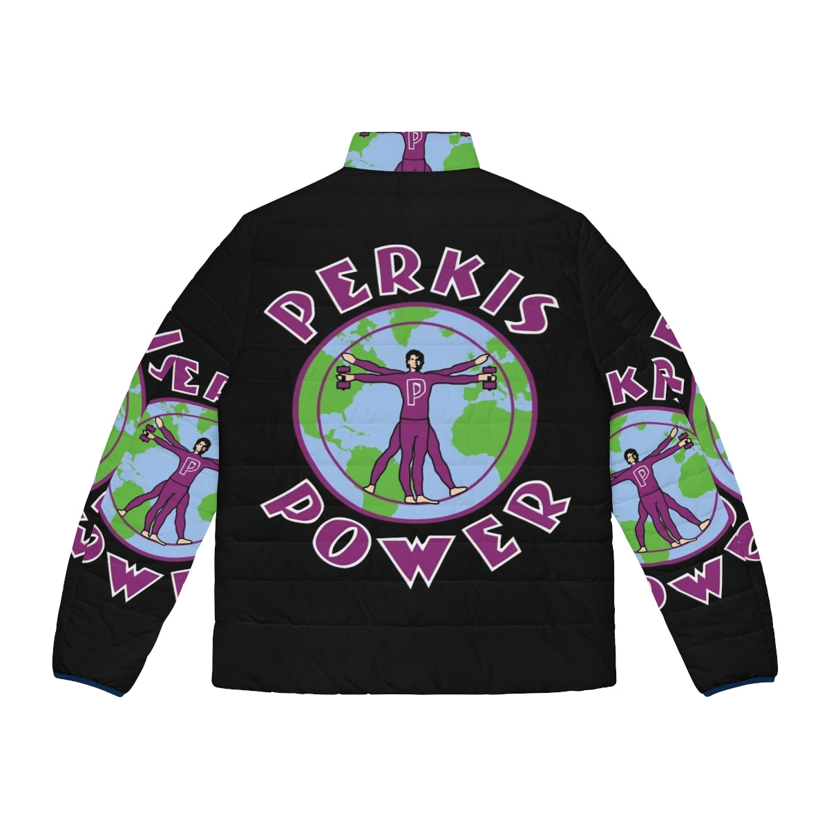 Perkis Power Heavyweight Puffer Jacket with 90s camp comedy style - Back