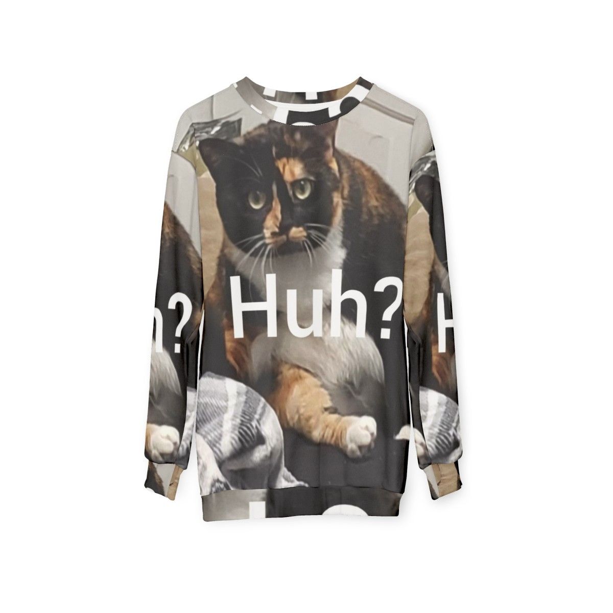 Funny Huh Cat Meme Sweatshirt - hanging