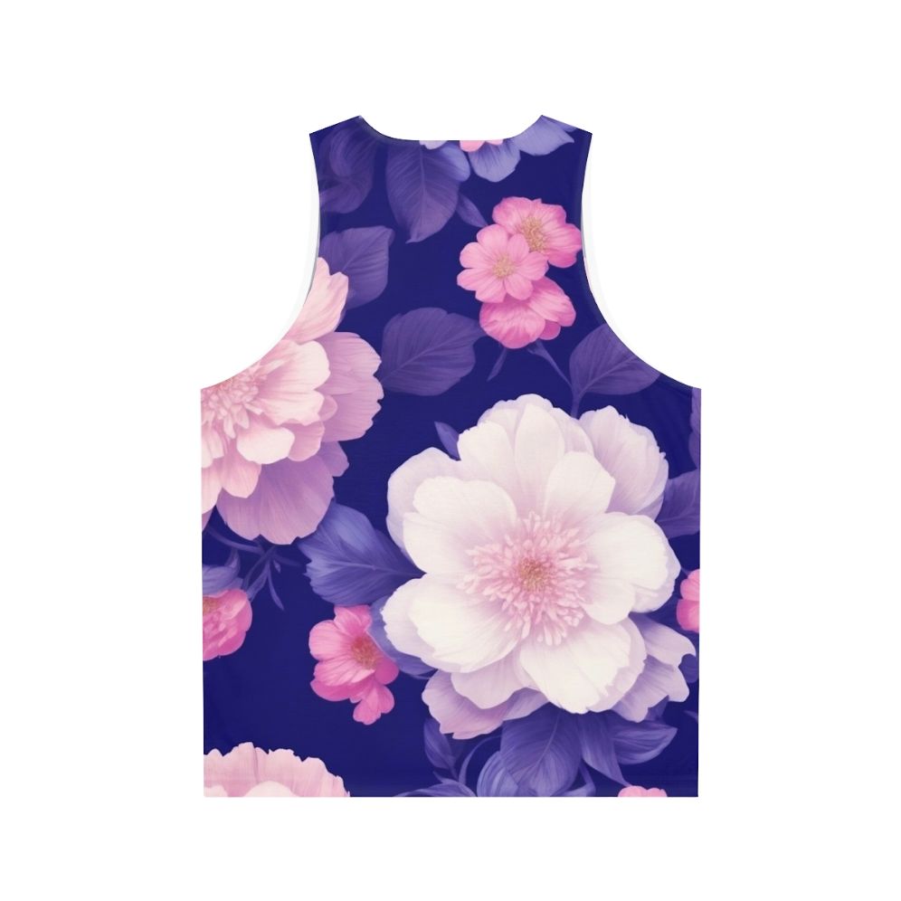 Floral pattern unisex tank top - Back