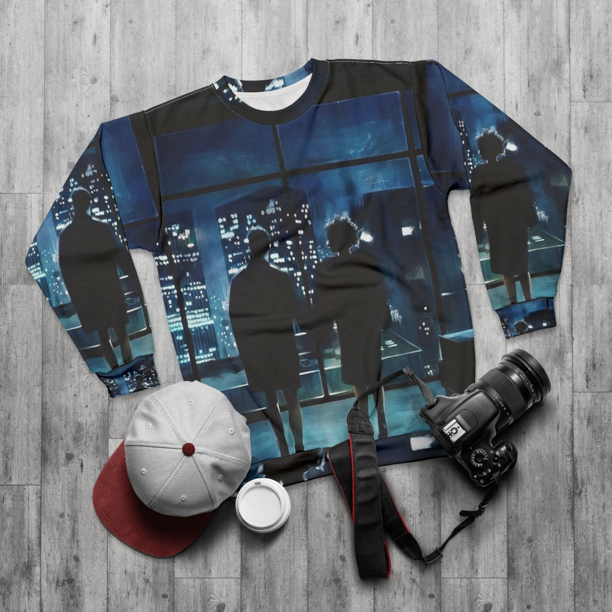 Fight Club Movie Merchandise Sweatshirt with Tyler Durden Graphics - flat lay