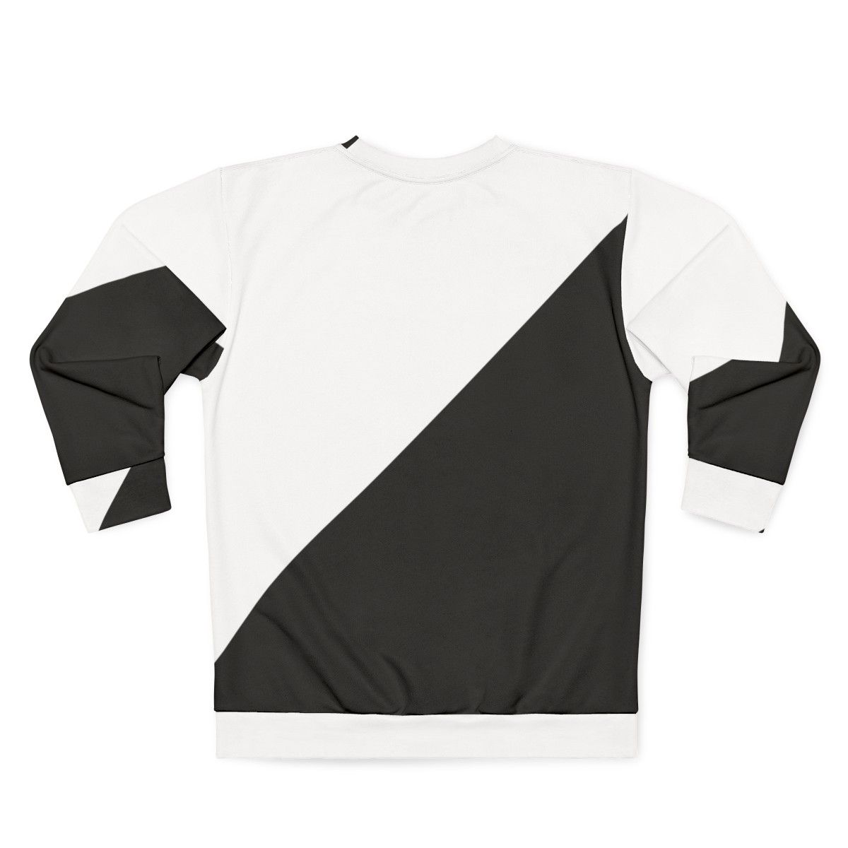 Diagonal Half White and Black Sweatshirt with Modern Geometric Patterns - Back