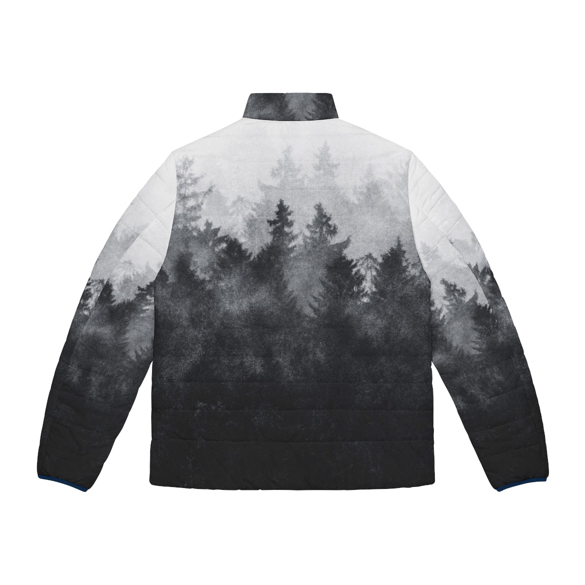 A vintage-inspired puffer jacket in a serene winter landscape - Back