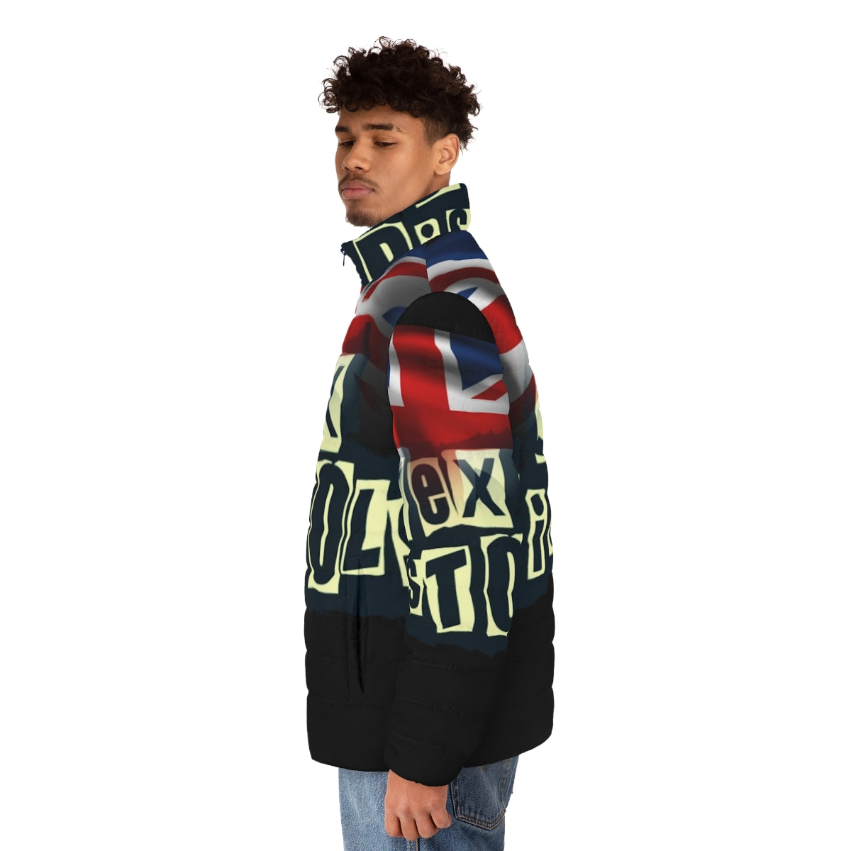 Pistols Puffer Jacket with Punk-Inspired Retro Design - men side left