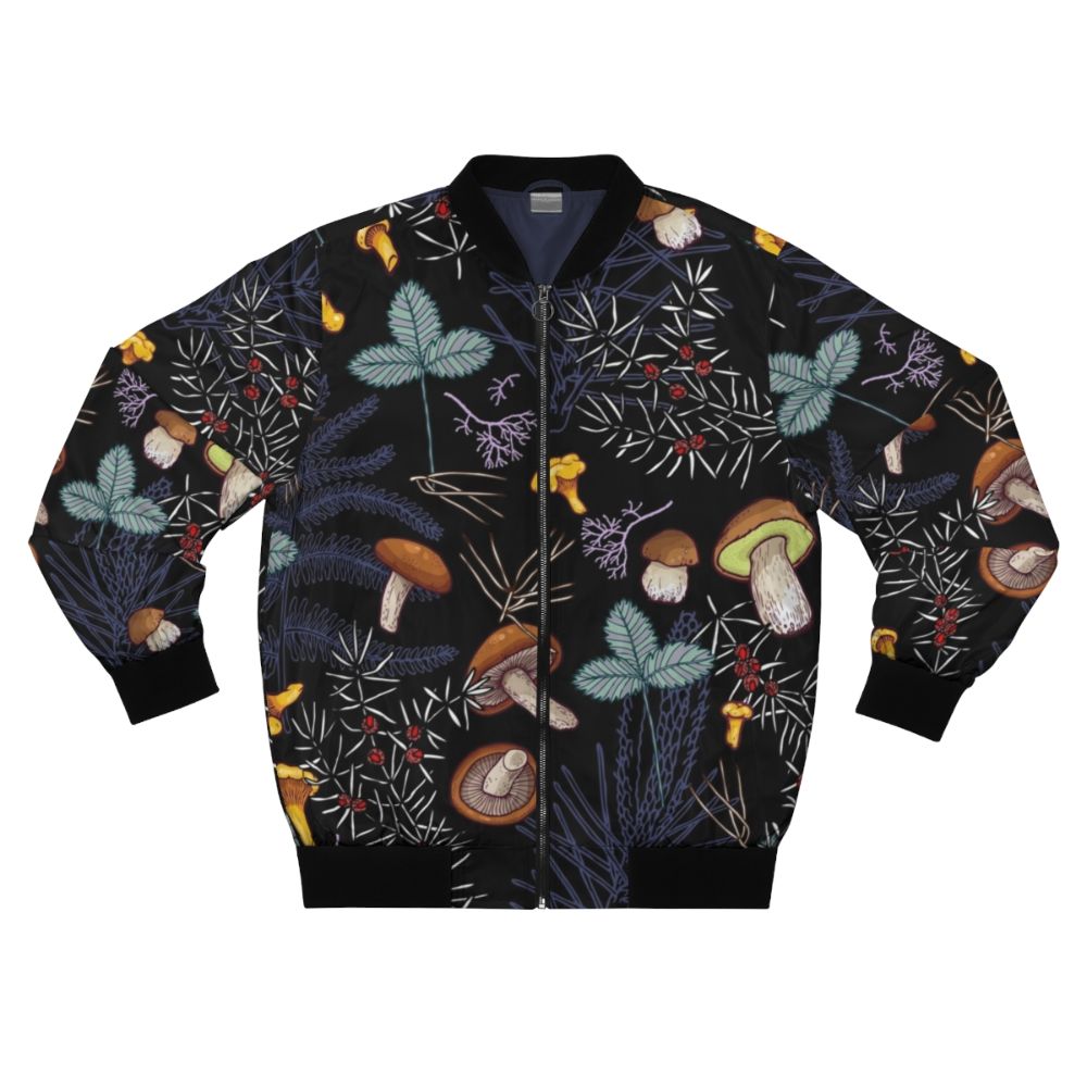 Dark forest mushroom pattern bomber jacket