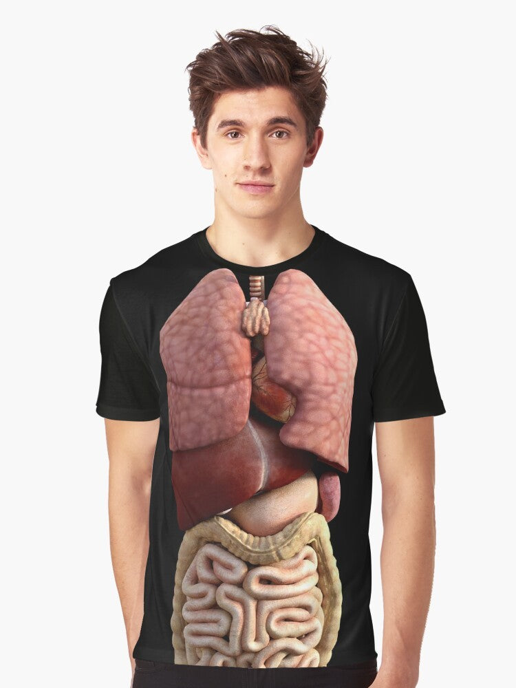 Anatomical 3D graphic design featuring the internal organs of the human body - heart, liver, pancreas, etc. - Men