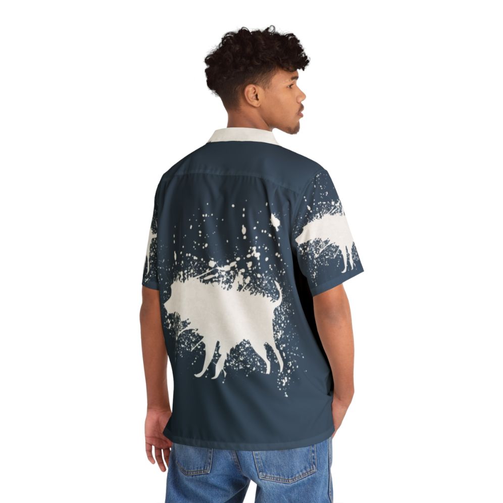 Banksy Splash Dog Hawaiian Shirt featuring graffiti, street art, and a cool, retro design - People Back