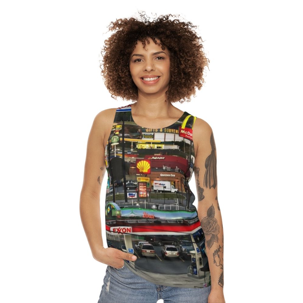 Vintage Truckstop in Breezewood, PA Unisex Tank Top - women