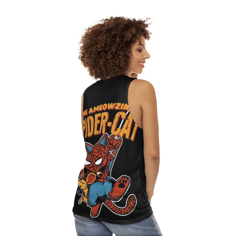 Unisex mouse rescue tank top with whimsical design - women back