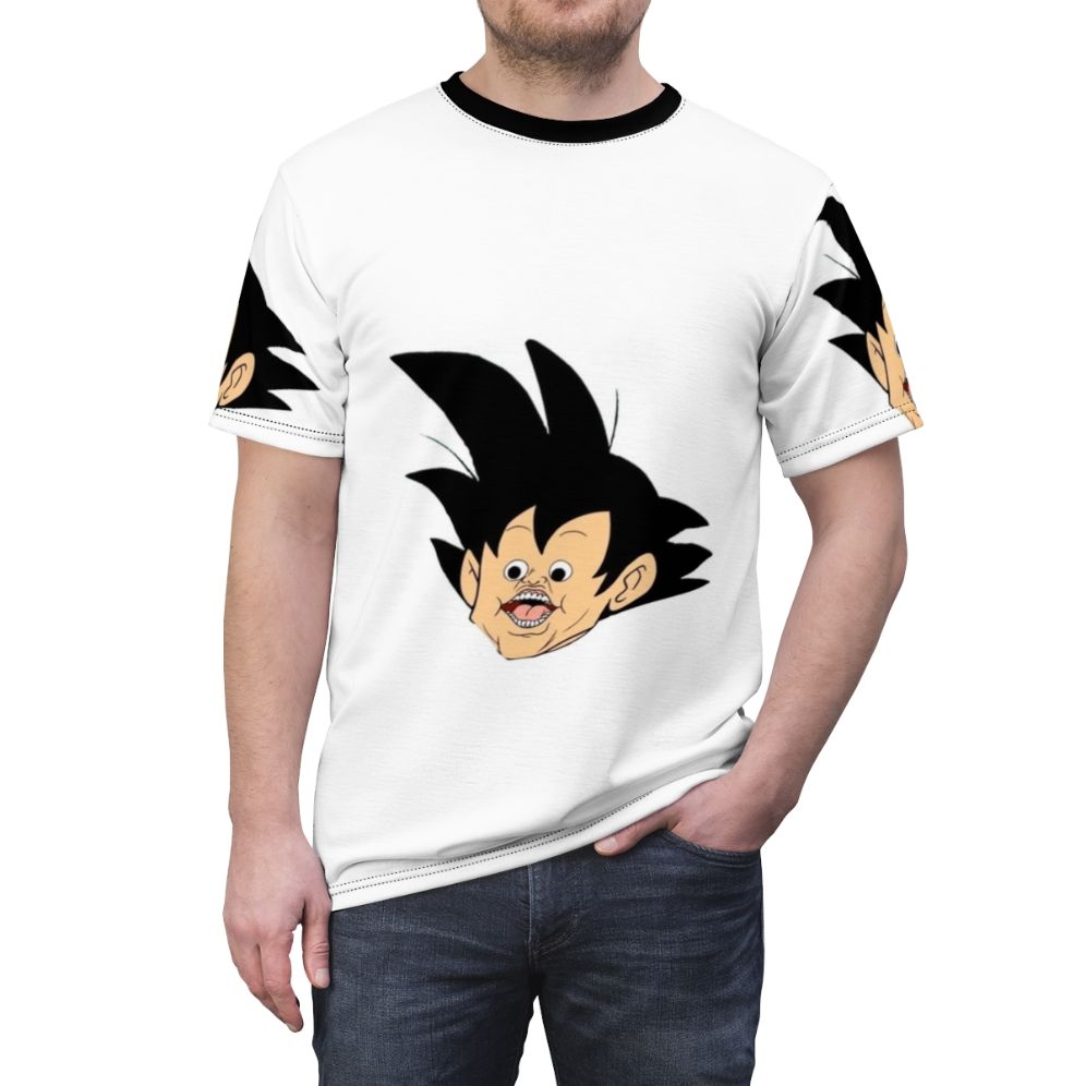 Dragon Ball inspired parody t-shirt design featuring Goku - men front