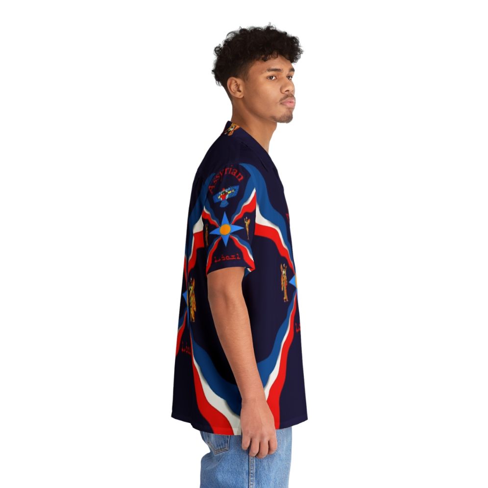 Assyrian flag Hawaiian shirt featuring ancient Mesopotamian art and symbols - People Pight