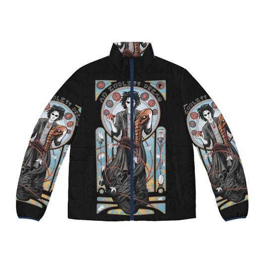 Interlude cosmic puffer jacket with surreal space and nature imagery