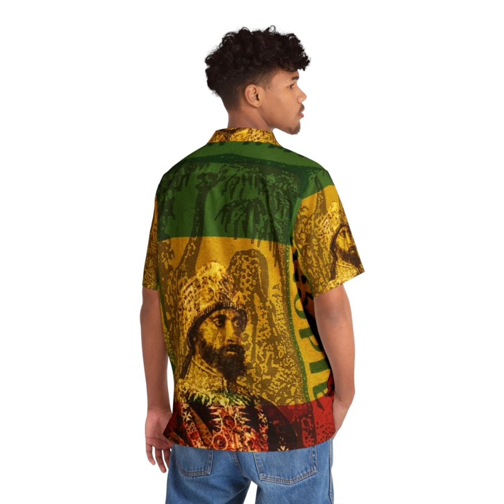 Haile Selassie Emperor of Ethiopia Rastafarian Hawaiian Shirt - People Back