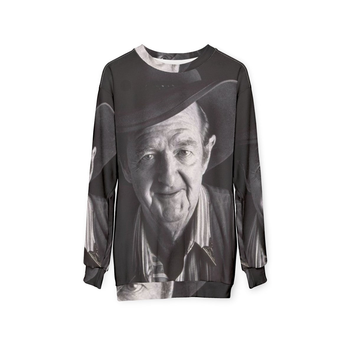 Slim Dusty Aussie Legend Black and White Retro Folk Sweatshirt - hanging