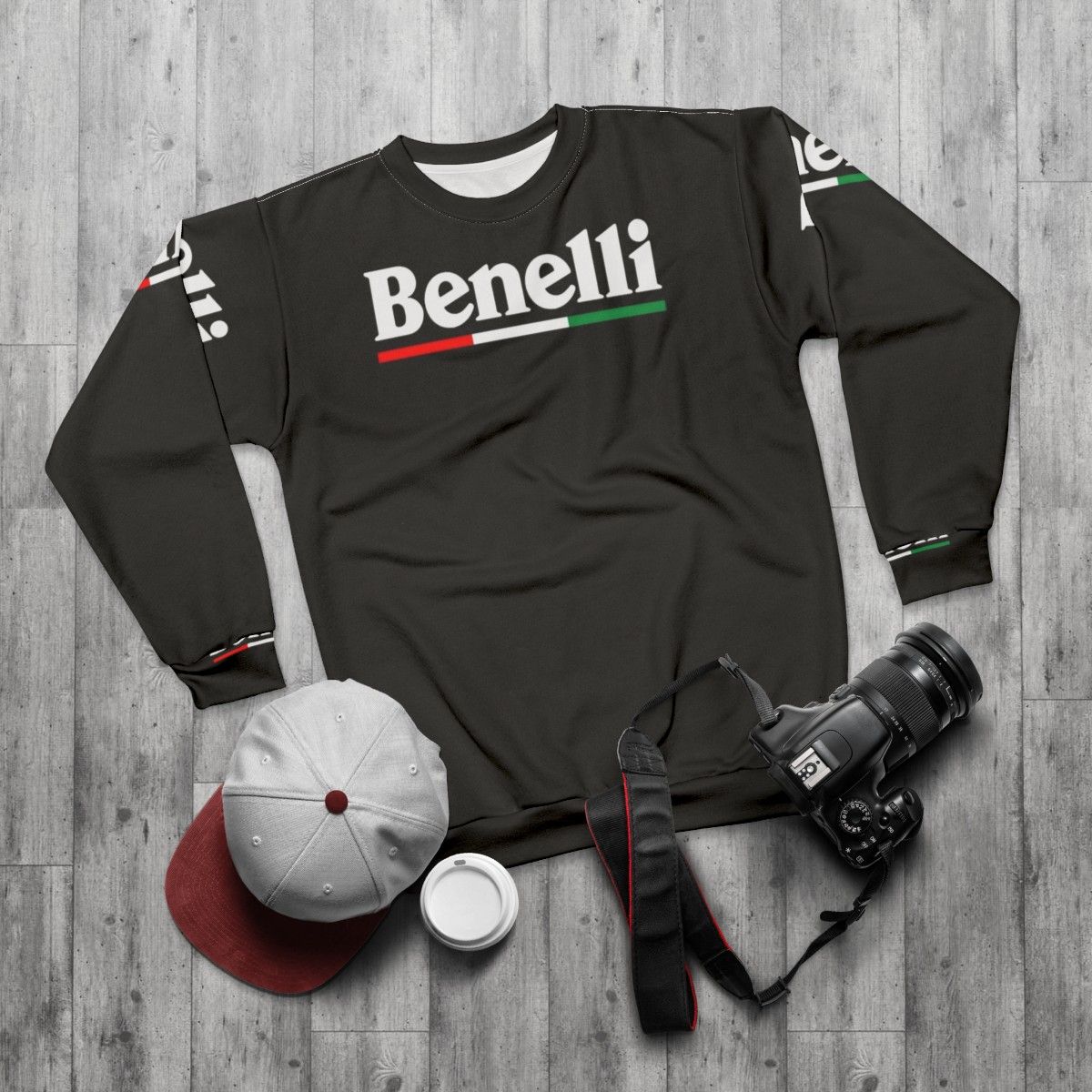 Benelli Motorcycle Sweatshirt - flat lay