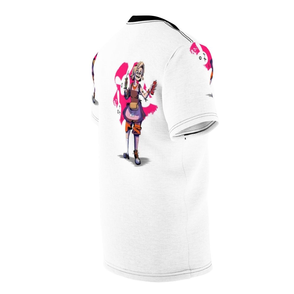 Borderlands 2 inspired graphic t-shirt featuring the character Tiny Tina in a cute and dangerous design - men right