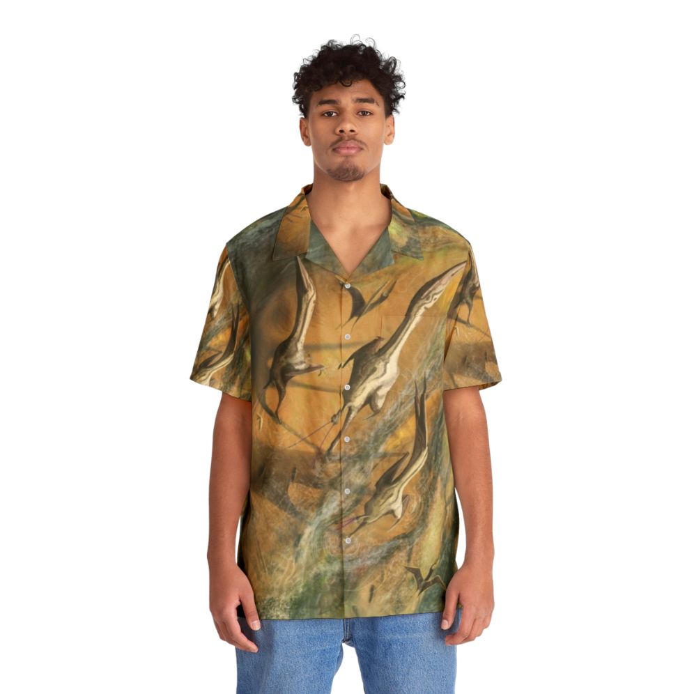 Wandering azhdarchid pterosaurs hawaiian shirt - People Front