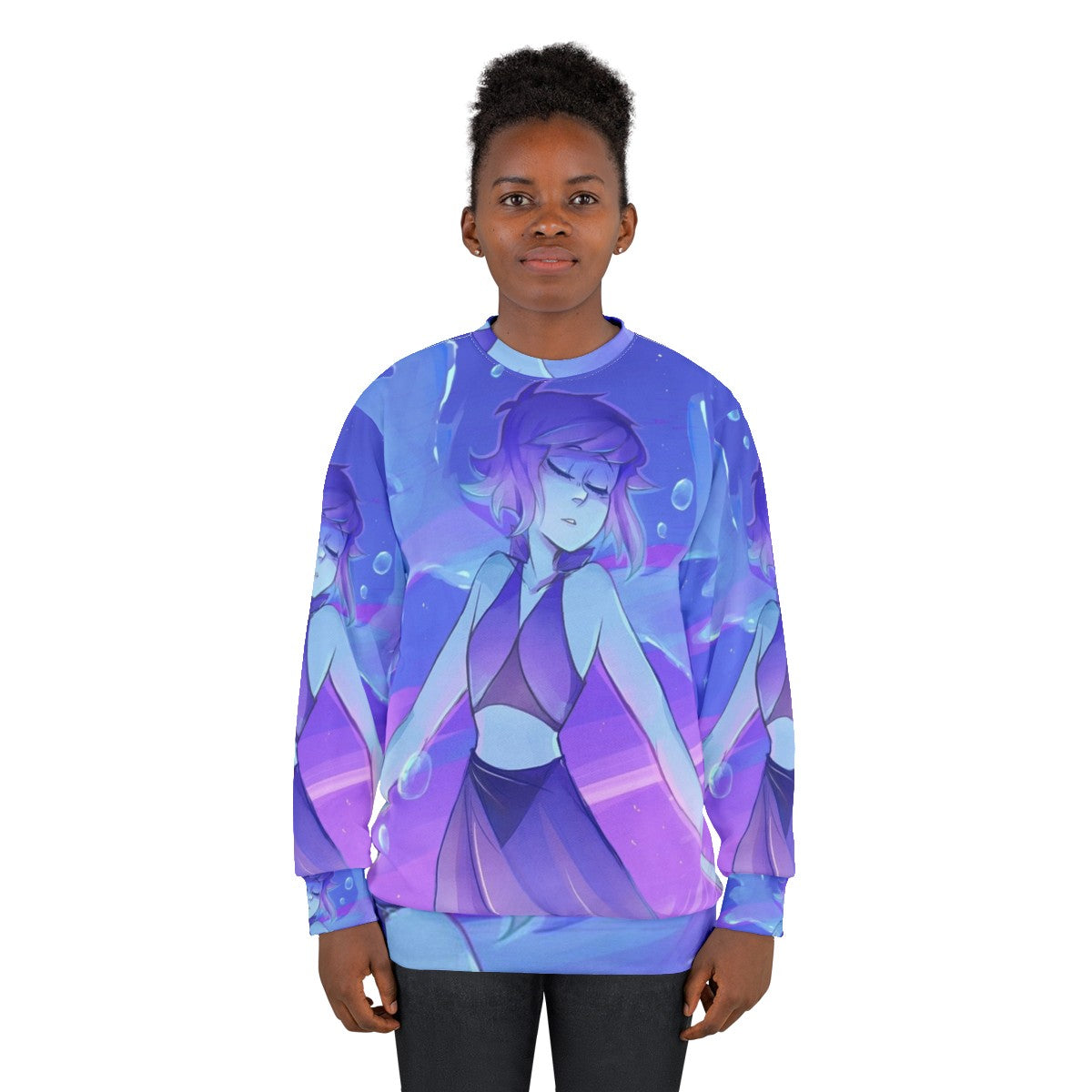 Lapis Lazuli inspired purple and blue sweatshirt featuring Steven Universe characters - women