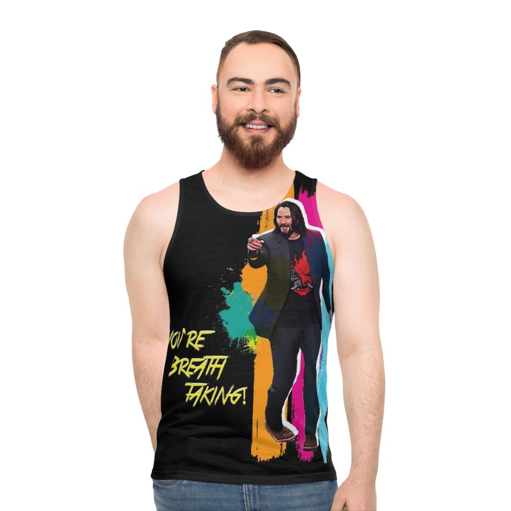 Unisex tank top with a breathtaking cyber punk design - men