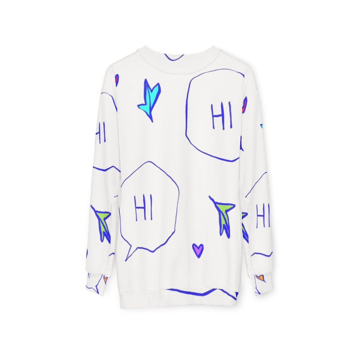 Heartstopper "Hi" Quote Sweatshirt featuring a cute fanart design - hanging