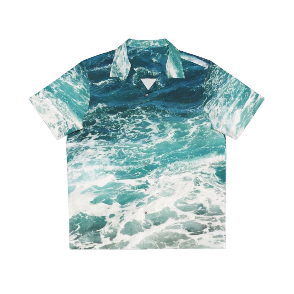 Blue Ocean Waves Hawaiian Shirt with Wave Pattern