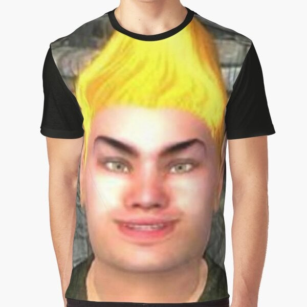 "Adoring Fan" graphic t-shirt featuring the iconic Oblivion meme character