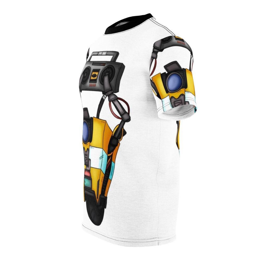 Borderlands-inspired Claptrap Boombox T-Shirt featuring the iconic robot character from the popular video game franchise - men left