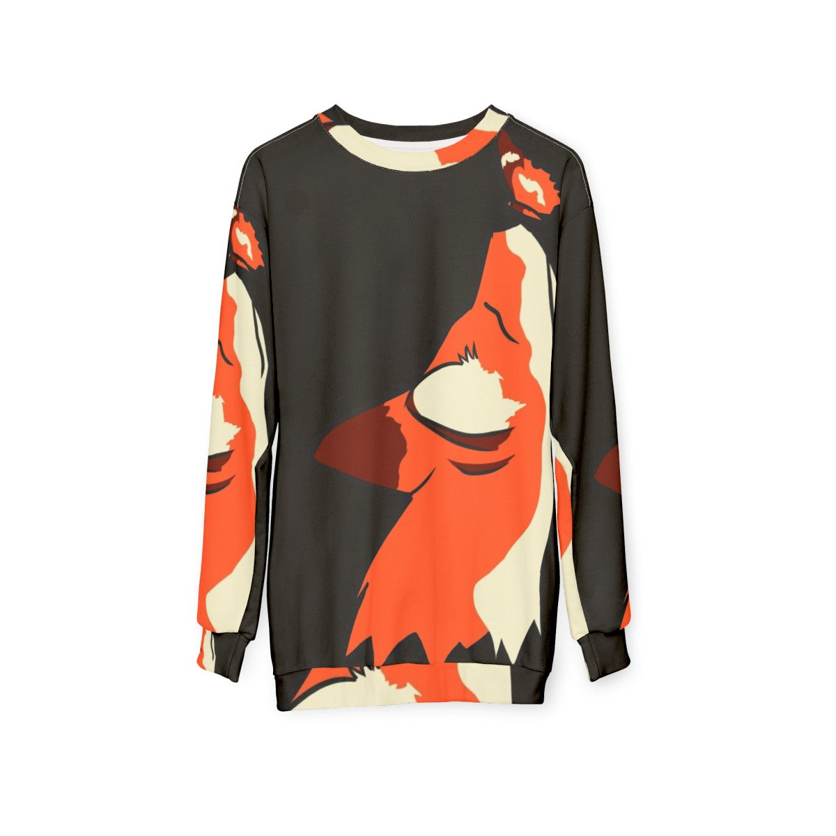 Spirit Fox Sweatshirt featuring a legendary animal design - hanging