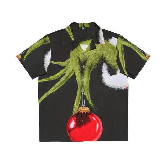 Who Stole Christmas' Hawaiian Shirt with Grinch and Santa Claus Prints