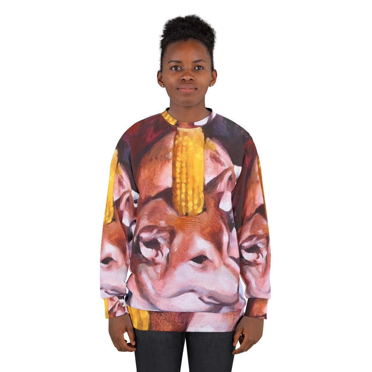 Corn dog sweatshirt with dank meme design - women